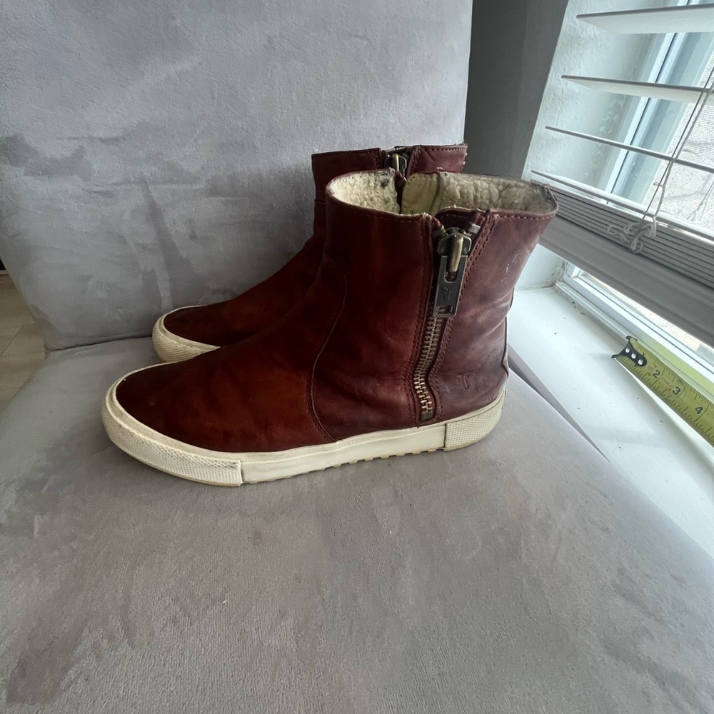 Frye Brown Leather High-Top Sneakers comfort shoes - Picture 4 of 7